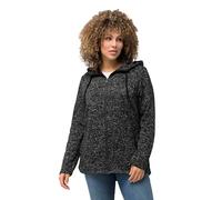 Ulla Popken Femme Grandes Tailles Veste en Maille Polaire, Capuche, Poches zippées Noir 50+ 814634100-50+