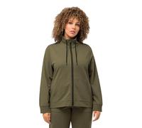 Ulla Popken Femme Grandes Tailles Veste en Molleton, col Montant et Poche Kangourou, Coupe Plus Longue à l'arrière Vert Loden 46+ 826746190-46+