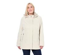 Ulla Popken Femme Grandes Tailles Veste Longue Softshell à Capuche, imperméable, Fermeture à glissière à Double Sens Nature 46+ 837664665-46+