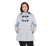 Ulla Popken Femme Grandes Tailles Veste Softshell HYPRAR à Capuche, matière déperlante, Boutons Brandebourg Gris Clair chiné 50+ 846744134-50+