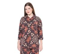 Ulla Popken Femme Grandes Tailles Veste Sweat, col Chemise, Manches 3/4 évasées, Coton Biologique Marron cuivre 58+ 837753542-58+