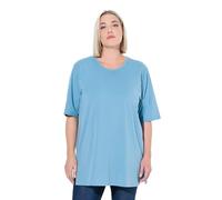 Ulla Popken Femme Jusqu'à la Taille 74. T-Shirt Basic, Haut, Regular Fit, col Rond, Manches mi-Longues, pétrole Clair 58+ 486910714-58+