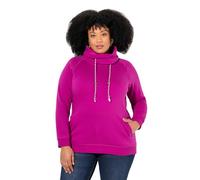 Ulla Popken Femme Jusqu'au 66 - Sweat-Shirt à col Montant, Pull à Manches Longues Raglan avec Finition Bords-côtes, Baie 66+ 713963827-66+