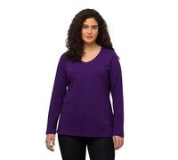 Ulla Popken Langarm-V-Shirt, T-Shirt À Manches Longues,