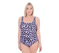 Ulla Popken Femme Grandes Tailles Maillot de Bain sans Bonnets Souples. Décolleté Rond et Motif léopard Violet Clair 50+ 827226815-50+
