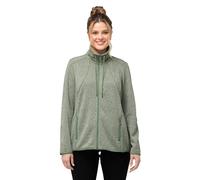 Ulla Popken Femme Grandes Tailles Veste en Maille Polaire, Motif chiné, col Montant et Poches zippées Menthe Verte 46+ 832210180-46+