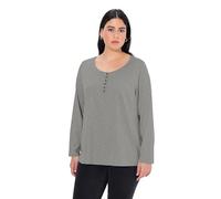 Ulla Popken Femme Mit Knopfleiste, Langarm T shirt, Hellgrau, FR 48-50 , EU 46/48