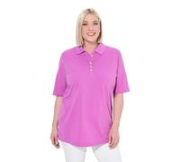 Ulla Popken Femme Polo, T-Shirt doté d'une Patte de Boutonnage en Velours, Collection Basic, col Polo, Coton Rose Frais 58+ 637297807-58+