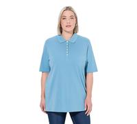 Ulla Popken Femme Polo, T-Shirt doté d'une Patte de Boutonnage en Velours, Collection Basic, col Polo, Coton pétrole Clair 54+ 637297714-54+