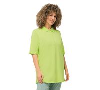 Ulla Popken Femme Polo, T-Shirt doté d'une Patte de Boutonnage en Velours, Collection Basic, col Polo, Coton Vert Citron 46+ 637297403-46+