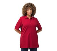 Ulla Popken Femme Polopiquee T-Shirt Manches Longues, Pavot, 64-66 EU