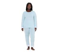 Ulla Popken Femme Grandes Tailles Pyjama avec Dentelle, col Rond et Manches Longues Bleu mer de Glace 54+ 812441700-54+