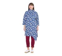 Ulla Popken Femme Grandes Tailles Robe Cache-cœur en Jersey de Coton Bio, Motif à Fleurs, Manches 3/4 Bleu Voile Clair 50+ 843210725-50+