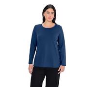 Ulla Popken Femme Shirt, Slim, Rundhalsausschnitt, Langarm, Bleu Foncé, 62-64 EU