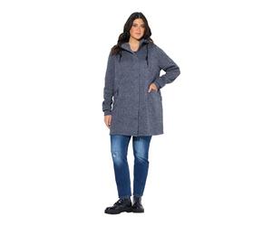 Ulla Popken Femme Strickfleece-jacke, Kapuze, 2-wege-zipper Blazer, Marine, 50-52 EU