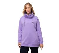 Ulla Popken Femme Sweatshirt, Weiter Stehkragen, Taschen, Raglan-Langarm Maillot De Survêtement, Bleu Lilas, 50-52 EU