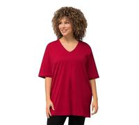Ulla Popken Femme T-shirt, V-ausschnitt, Pavot, 56 EU
