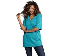 Ulla Popken Femme Ulla Popken, Damen, Große Größen, T-Shirt, V-Ausschnitt T-Shirt, Helles Azur Blau, 58+