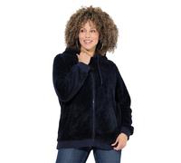 Ulla Popken Femme Grandes Tailles Veste à Capuche en Polaire bou Manches Longues, Polaire Teddy Douce Marine 46+ 843930130-46+