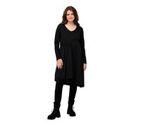 Ulla Popken Flared Dress with Asymetric Woven Part Robe, Schwarz, 44-46 Femme