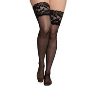 Ulla Popken Halterloser Strumpf Bas Autofixants, 20 DEN, Noir (Schwarz 10), Unique (Taille Fabricant: 1) Femme