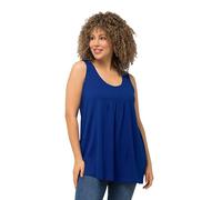 Ulla Popken Haut, Plis décoratifs, Ligne A, col Rond, sans Manches, Modal T-Shirt, Bleu Cobalt, 54-56 Femmes