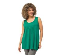 Ulla Popken Haut, Plis décoratifs, Ligne A, col Rond, sans Manches, Modal T-Shirt, émeraude, 48-50 Femmes
