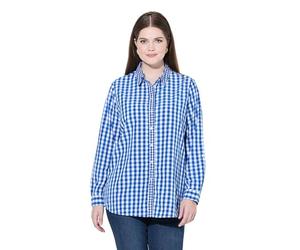 Ulla Popken Hemdbluse, Karo, Hemdkragen, Langarm, Krempelriegel Robe, Bleu Roi, 44 Femmes