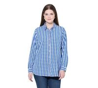 Ulla Popken Hemdbluse, Karo, Hemdkragen, Langarm, Krempelriegel Robe, Bleu Roi, 50 Femmes