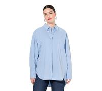 Ulla Popken Hemdbluse, Perlmuttknöpfe, Oversized, Hemdkragen, Langarm Blouse, Bleu Clair, 54-56 Femmes