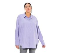Ulla Popken Hemdbluse, Perlmuttknöpfe, Oversized, Hemdkragen, Langarm Maillot de Tunique, Lavande, 48-50 Femmes