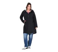 Ulla Popken Hyprar Softshell-longjacke, Wasserabweisend, Kapuze Veste Longue, Noir, 50-52 Femmes