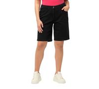 Ulla Popken Jeansbermuda Mandy, 5 Poches, Taille Confortable Pantalons, Noir, 32W / 32L Femme