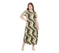 Ulla Popken Jersey Maxidress with Seed Capsule Print Robes, Marron Kaki, 54-56 Femmes