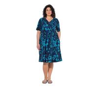 Ulla Popken Jersey-Midikleid, A-Linie, V-Ausschnitt, Halbarm Robe, Encre Bleue, 48-50 Femmes