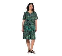 Ulla Popken Jersey-Midikleid, A-Linie, V-Ausschnitt, Halbarm Robe, Gris, 44-46 Femmes