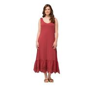 Ulla Popken Jersey Strap Dress with Embroidery Anglaise Robe, Corail, 50-52 Femmes