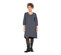 Ulla Popken Jerseykleid, A-Linie, V-Ausschnitt, 3/4-arm Robe, Noir, 54-56 Femmes