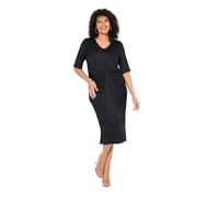 Ulla Popken Jerseykleid mit Knoten Robe en Jersey avec nœuds, Noir, 54-56 Femmes