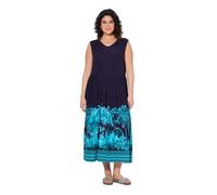 Ulla Popken Jerseykleid mit Palmenbordüre Robe, Encre Bleue, 48-50 Femmes