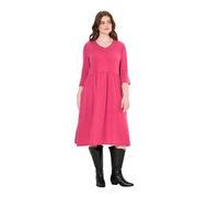 Ulla Popken Jerseykleid, Rollkanten, A-Linie, V-Ausschnitt, 3/4-arm Robe, Lilas foncé, 48-50 Femmes