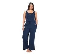 Ulla Popken Jumpsuit, Spitze, V-Ausschnitt, Ärmellos Combinaison, détails en Dentelle, Bleu Nuit, 58-60 Femmes