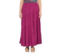 Ulla Popken Jupe Maxi pour Femme Grandes Tailles Grandes Tailles Plus Size Coutures diagonales Ligne A Taille élastique, Magnolia Rouge, 46-48