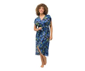Ulla Popken Kaftan Artsy Lime Table à Langer Robe, Bleu, 58-64 Femme