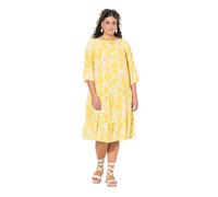 Ulla Popken Kleid mit AOP und Volants Robe, Blanc Neige, 54-56 Femmes