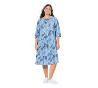 Ulla Popken Kleid mit AOP und Volants Robe, Bleu Clair, 62-64 Femmes
