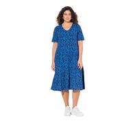 Ulla Popken Kleid mit Asymmetrischer Volants Robe asymétriques, Bleu Paon, 54-56 Femmes