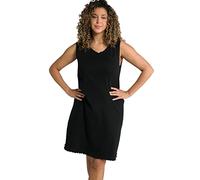 Ulla Popken Kleid, Wellenkanten, A-Linie, Feinripp, Biobaumwolle Robe, Schwarz, 60-62 Femme