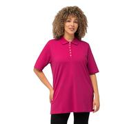 Ulla Popken Kurzärmeliges Poloshirt aus Samtband, Reguläre Passform, T-Shirt Femme, Fuchsia Pink, 42-44