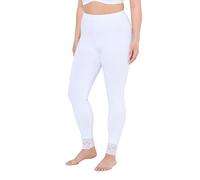 Ulla Popken, Laceband Leggings, Bande en Dentelle, Blanc Neige, 50W / 32L Femmes